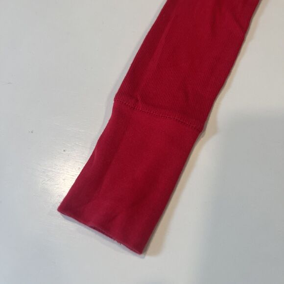 Aeropostale Red V-Neck Basic Tee Womens XS Long Sleeve Logo Ribbed - Picture 2 of 7